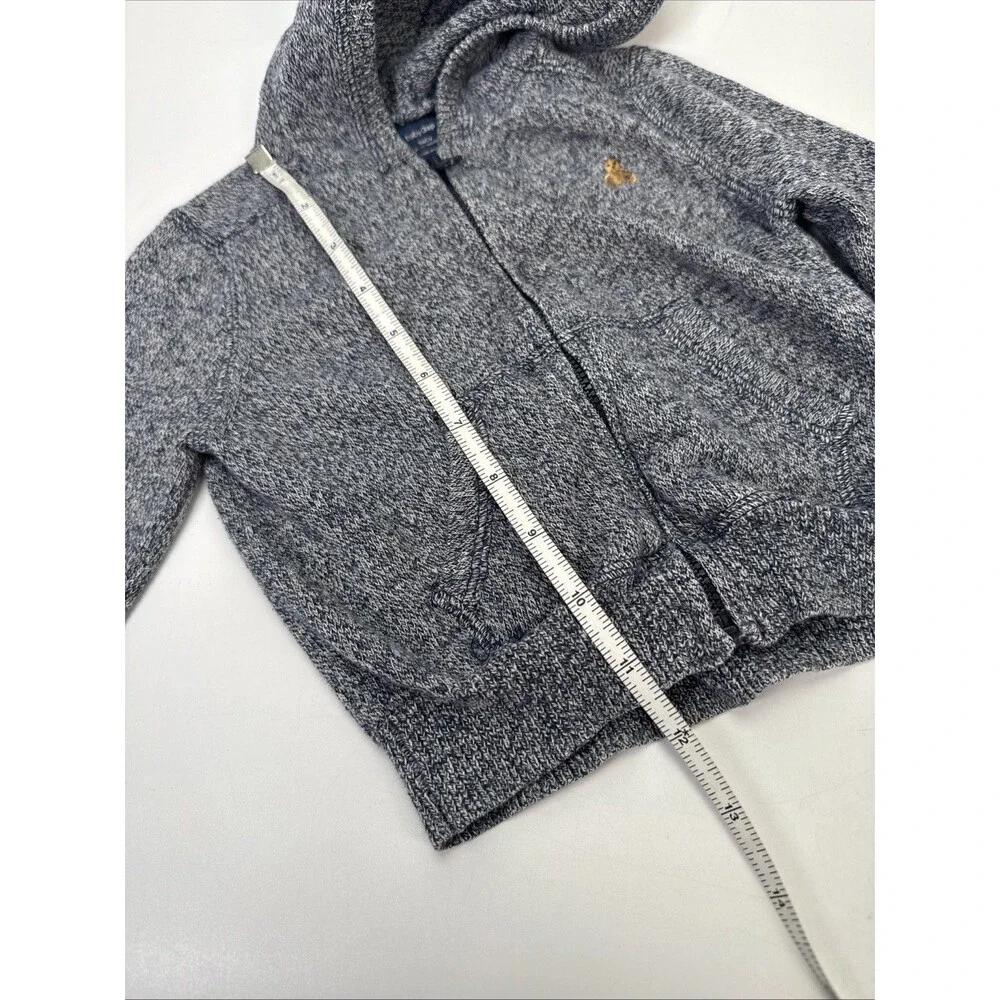 Baby Gap 6-12 Month Zip Blue Hoodie Sweatshirt Bear Logo Pockets 100% Cotton